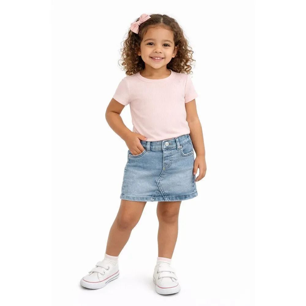 Cat & Jack Girls Denim Skirt 5T Light Wash Jean Mini Stretch Casual Everyday